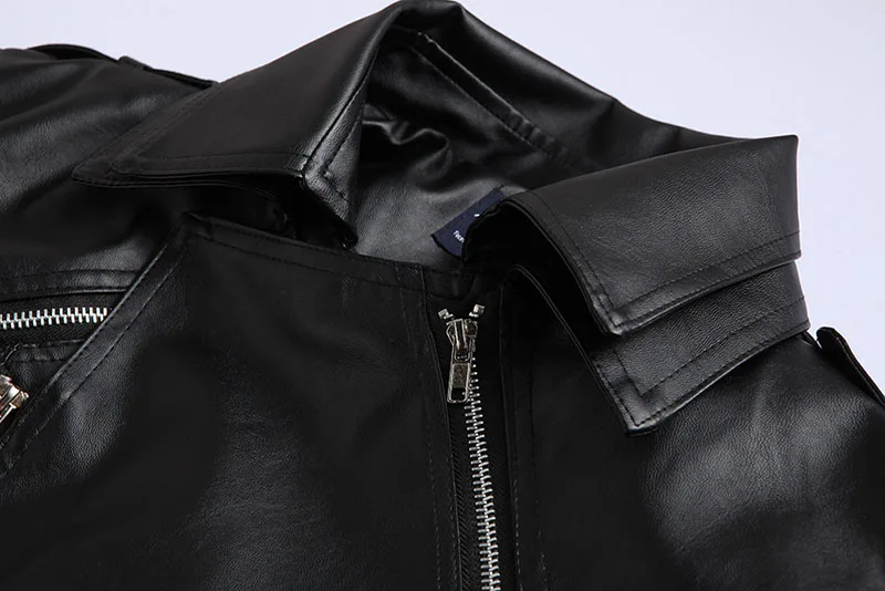KIOVNO Модные мужские Байкер Кожаные куртки и пальто мульти молния Мотоциклетные Куртки из искусственной кожи черный