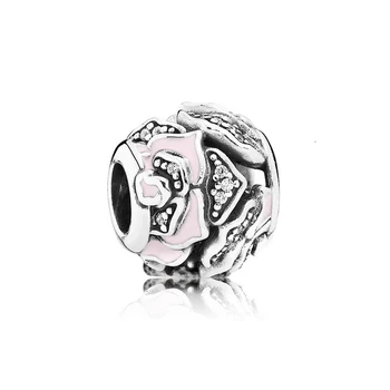 

100% 925 sterling silver 1:1 authentic cpink delicate pink charm charm original female jewelry bracelet