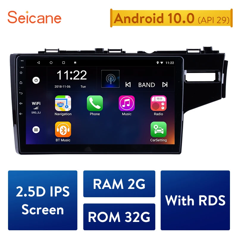 Автомагнитола Seicane мультимедийный проигрыватель 2din на Android 10 1 с четырехъядерным