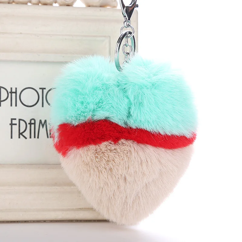 Брелок Colorfu сердце помпон брелок пушистый искусственный мех шар сумка для