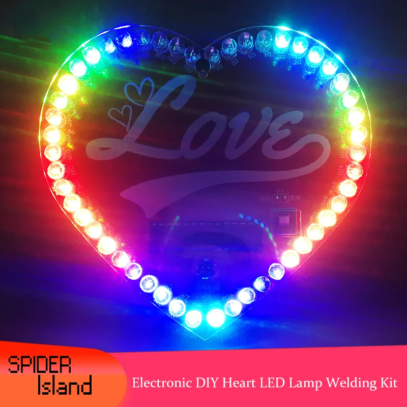 

Multi Colors Colorful LED Heart DIY Kit Love Soldering Learn Kit Creative Gifts Led DIY Electronic Kit Power Supply Acrylic