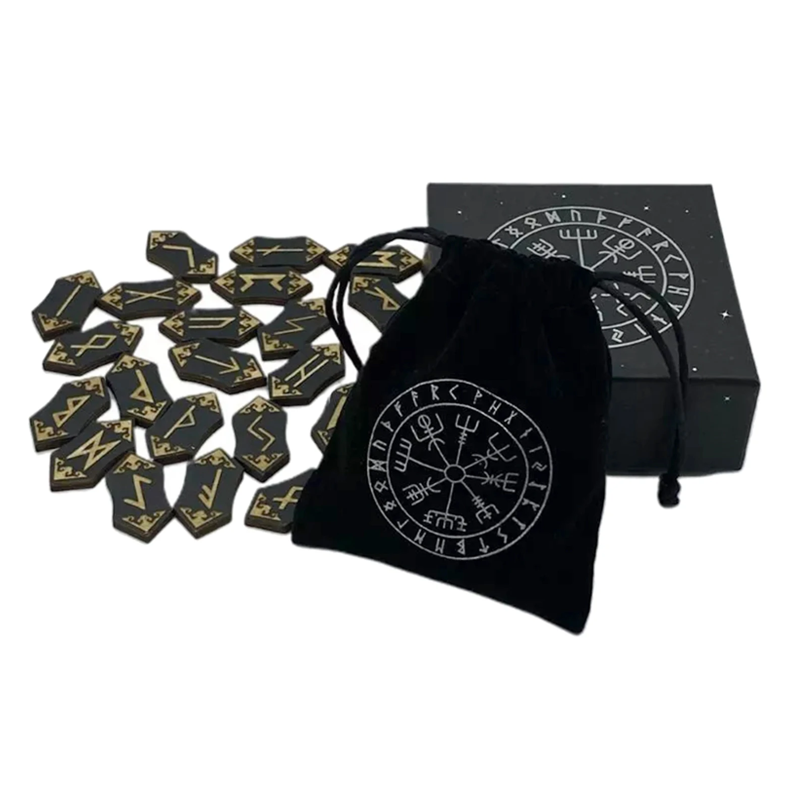 Rune Stones Card Set Nordic with Bag Props Home Toys Made from sturdy, zinc alloy wood material, lasting material