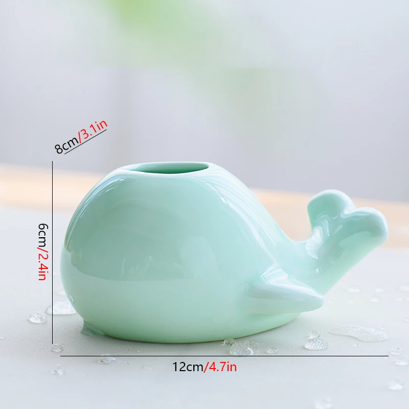 Cyan-Whale Милые Мини Керамические животные растение ваза картон суккулент плантатор Настольный Celadon цветочный горшок Декор фея украшения для дома и офиса - Цвет: Cyan-Whale