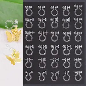Invisible Clip on Earrings Non-pierced Earring Converters Pierced to Clip-on  with 1mm Pin Clear Plastic Color Rhinestone CZ - AliExpress
