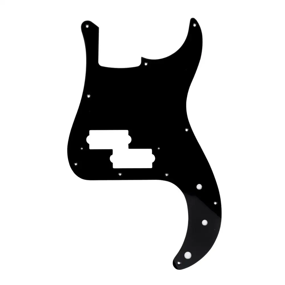 Musiclily Pro 10-Hole P Bass Pickguard Per Jpn Parafango Giappone 4-Corde Precision Bass, 1Ply Nero