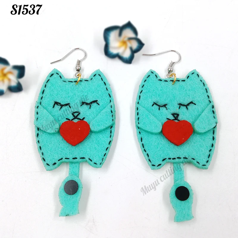Cat earrings-S1537 Scrapbook cut sky& steel wooden dies Compatible with most machines