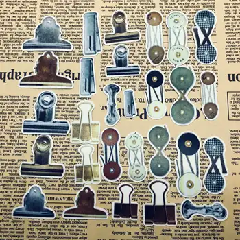 

52Pcs/Set Retro Vintage Clip Sealing Wax Sticker DIY Craft Scrapbooking Album Junk Journal Planner Decorative Stickers