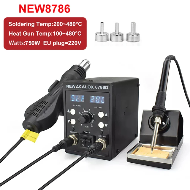 Newacalox 8786d 878 750w Blue Digital 2 In 1 Smd Rework Soldering Station Repair Welding Soldering Iron Set Pcb Desoldering Tool Soldering Stations Aliexpress