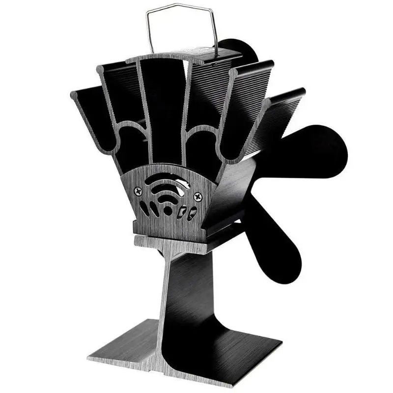 Вентилятор для печи, работающий от тепловой энергии 4/5 лопастей алюминиевый низкий уровень шума домашний теплораспределительный вентилятор горелки теплоотвод вентиляционное устройство