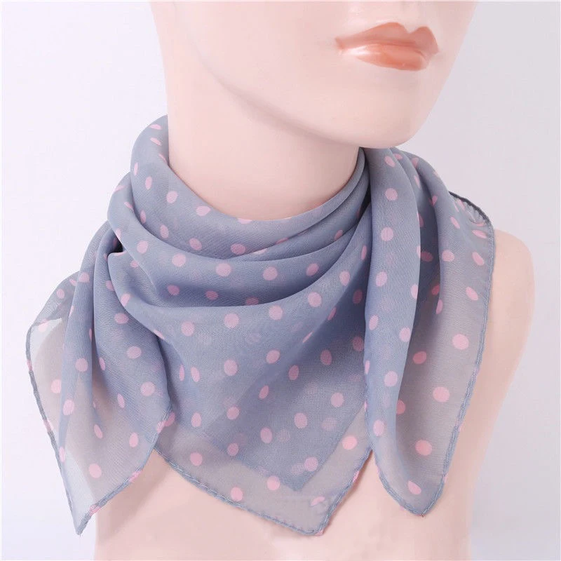Fashion Chiffon Polka Dot Scarf For Woman Female Retro Temperament Polka Dot Square Scarf Multicolor Polka Dot Neckerchief 3