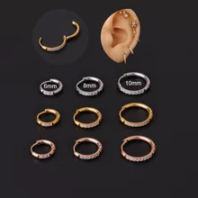 

316L Surgical Steel Piercing Earrings Inlay Zircon Hinged Ear Clip Cartilage Tragus Daith Ring Ear Cuffs Piercing Body Jewelry