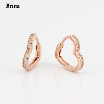 

Hoop Earrings Small Heart-shaped earring 585 rose gold color with exquisite zircon fashion earrings Jewelry Wedding accessories