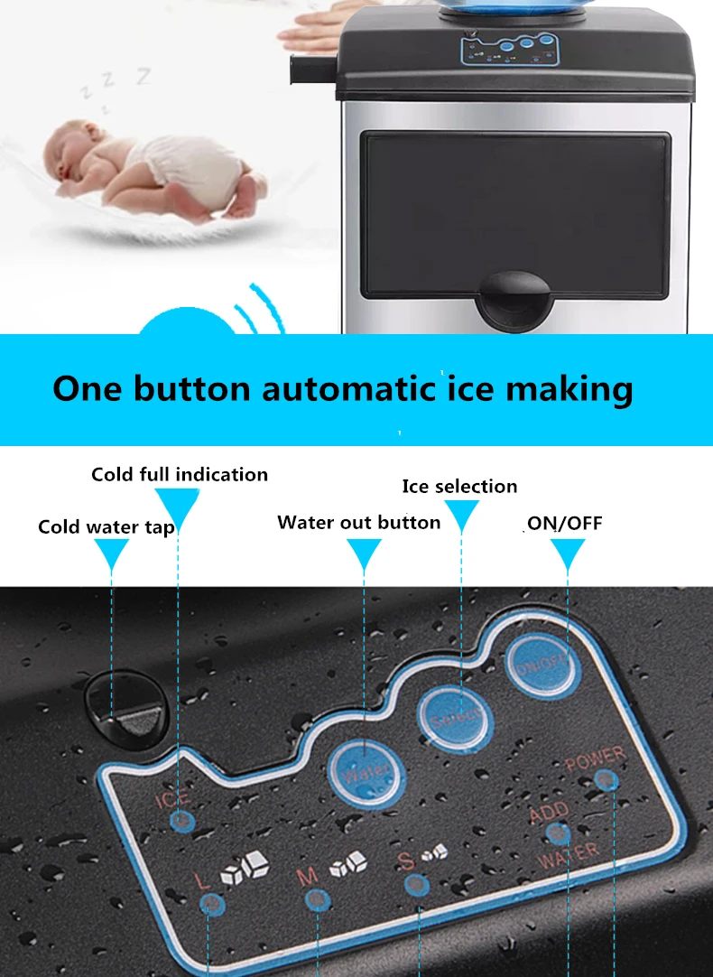 【Water Dispenser Ice Maker 2-in-1】Our countertop ice maker can make 48lb ice cubes daily, making ice as fast as 6-10 minutes 4