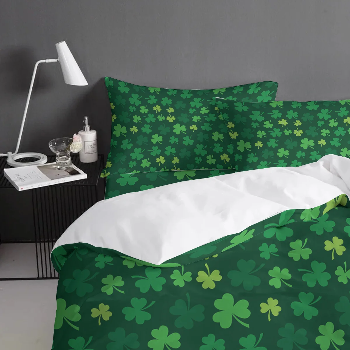 День Святого Патрика Shamrock печать зеленого цвета пользовательские постельные принадлежности набор 3D цифровая печать Рождественский комплект белья Король США Королева
