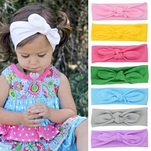 

Baby Headband Bows Knotted Kids Elastic Hair Bands Girl Hair Accessories Newborn Baby Cable Knit Bowknot Headwear 25 Colors