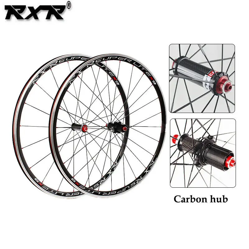 RXR Carbon Wheelset 700c 7s 8s 9s 10s 11 Speed Road Bike Wheel Sets F&R Clincher Rim Bicycle Wheel Clincher V Brake QR 100/130mm