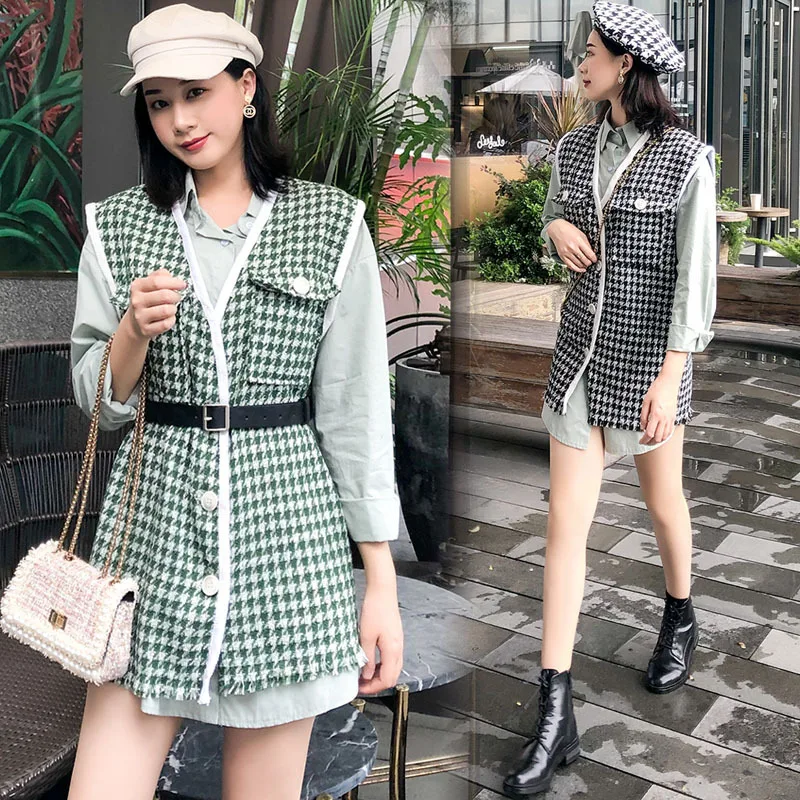 

Photo Shoot 2019 Autumn And Winter Maternity Clothes Graceful Waistcoat + Shirt Two-Piece Dress Fashion Large Size Dress