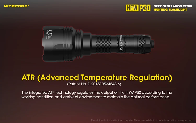 Tática à Prova Lúmens para Caça e Acampamento ao ar Livre com Bateria Lanterna de 2022 Nitecore Lanterna D'água P30 1000 7 lanterna de 2021 lúmens para caça e