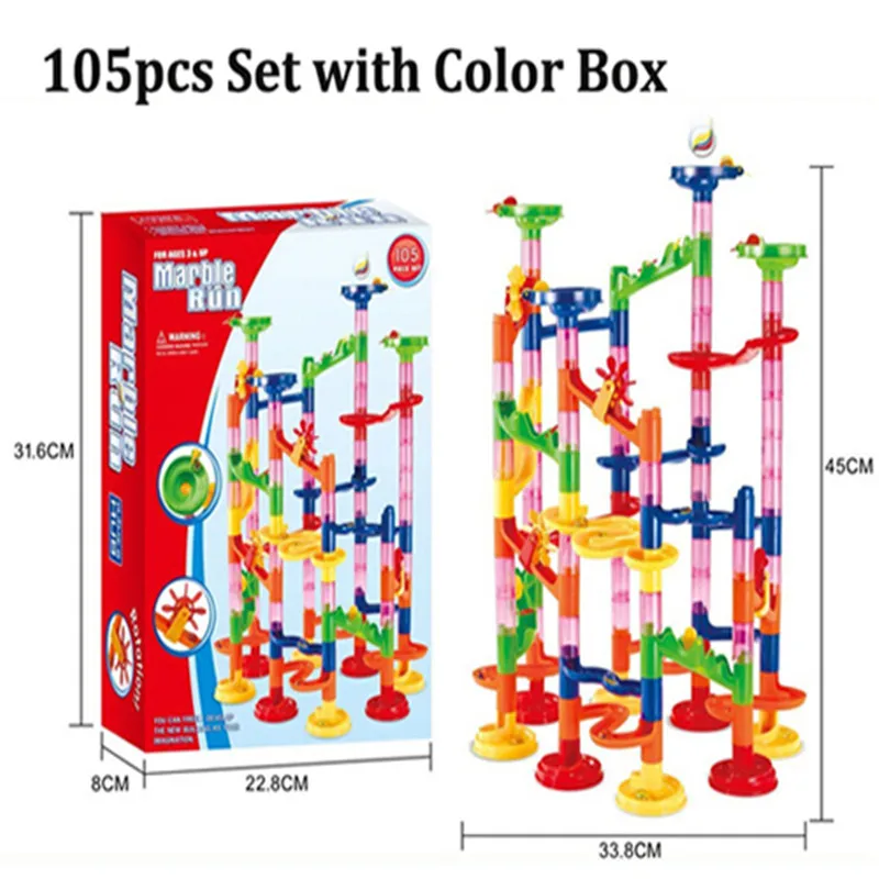 29/80/105pcs Marble Run Building Blocks Funnel Slide Bricks Toys For