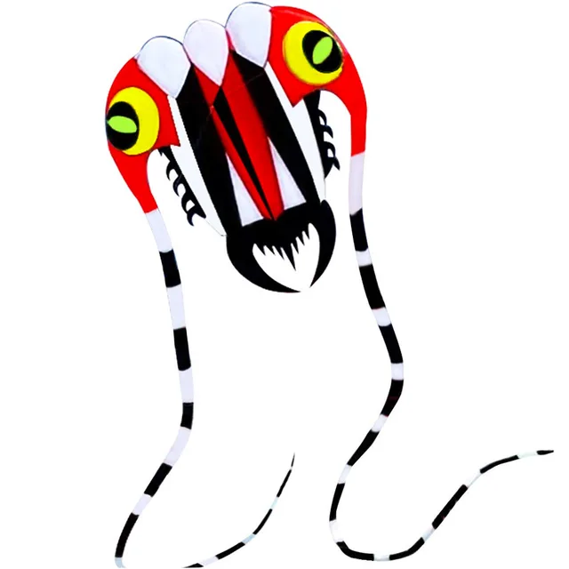 KITE-Large Easy Flyer Soft Kite for Kids-Colorful White Trilobite-It's Big! 30 Inches Wide with Two 130 Inches Long Tails 1