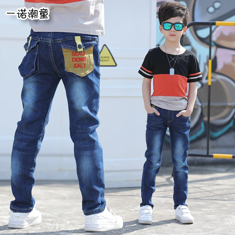 

2019 Autumn Spring Baby Boys Jeans Pants Kids Clothes Cotton Casual Children Trousers Teenager Denim Boys Clothes 4-14Year