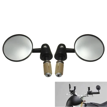 

New Pair 7/8Inch Universal Motorcycle Motorbike Handlebar Handle bar End Side Rear View Round Mirrors Black