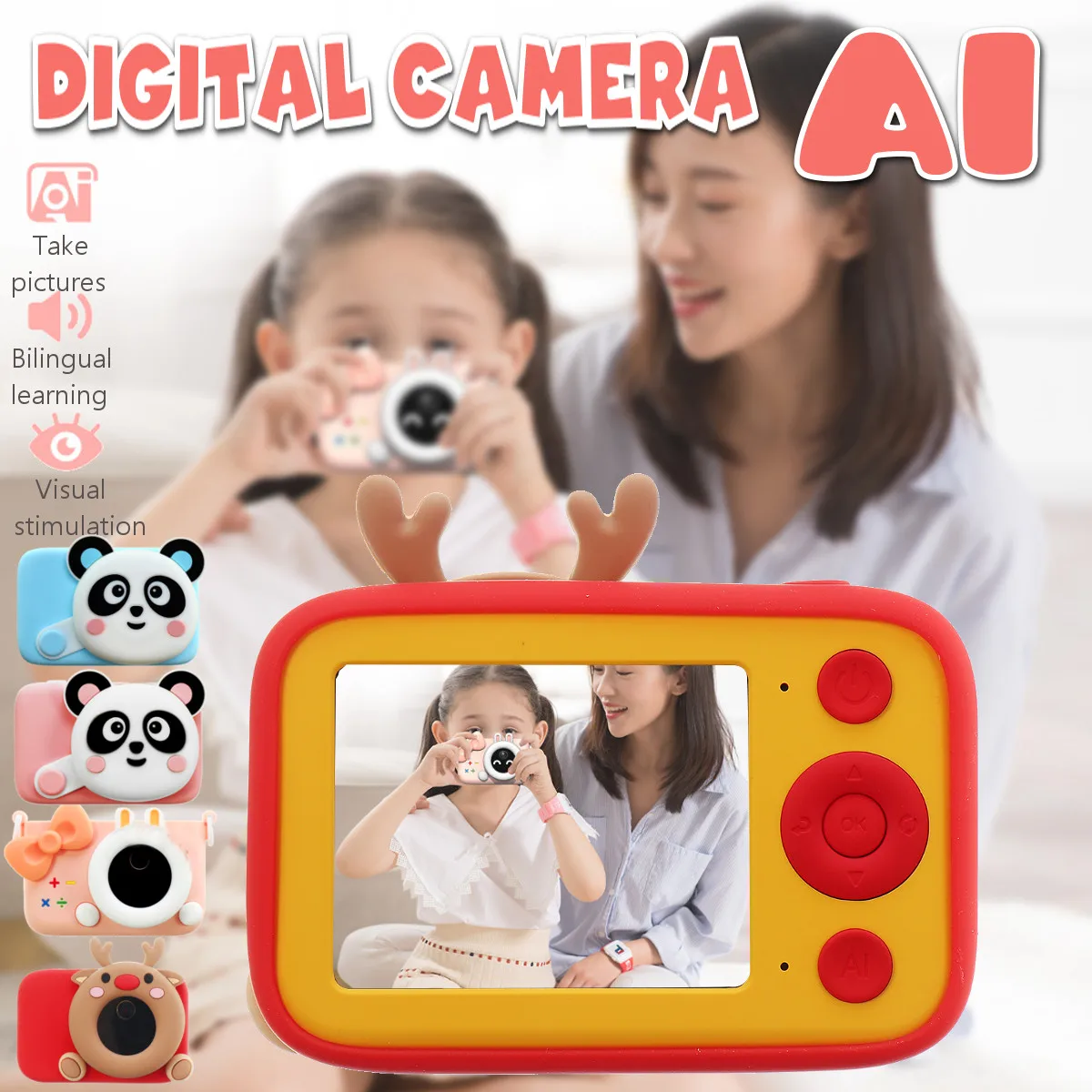 Портативная мини цифровая камера игрушки для детей 2 4 &quotHD экран AI