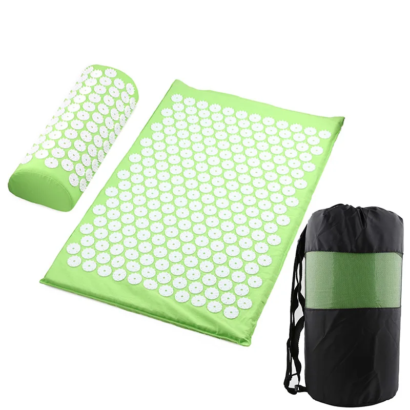 Lgreen in Net bag Акупрессура коврик для массажа ног Акупрессура шип Подушка фитнес йога коврик облегчение боли тела - Цвет: Lgreen in Net bag