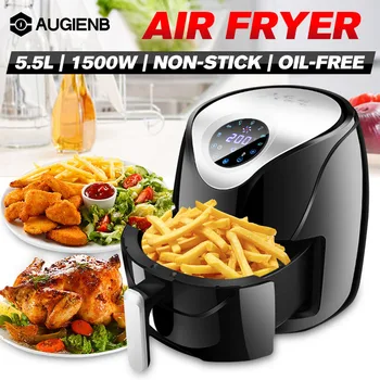 

5.5L 1500W Oil free Air Fryer Health Fryer Cooker Smart Touch LCD Airfryer Pizza Multi function Smart Fryer for French fries