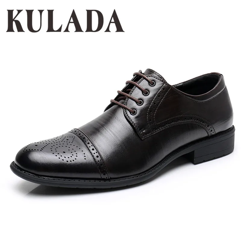 KULADA New Shoes Men's Brogue Shoes High Quality Lace-up Business Breathable Formal Shoes High Quality Brand Luxury Dress Shoes