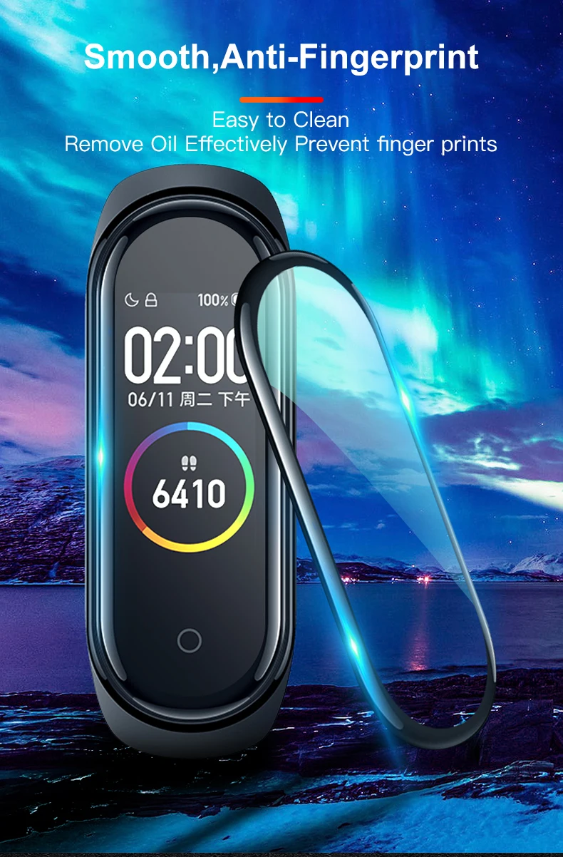 2 шт. в упаковке, Защитная пленка с изогнутыми краями для xiaomi mi band 4, взрывобезопасная/устойчивая к царапинам Защитная пленка для экрана mi band 4 3D