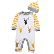 Осенне-зимний детский комбинезон, комбинезон с длинными рукавами, шапка, комплект хлопковой одежды из 2 предметов, Одежда для новорожденных мальчиков и девочек 0-24 месяцев