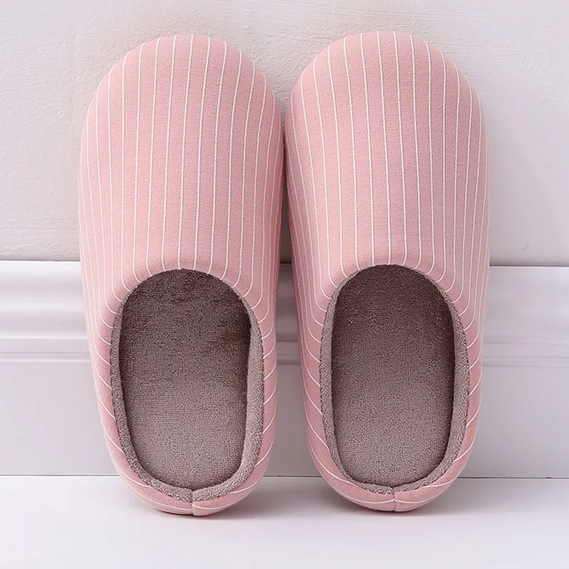 

SHUIJIN 2019 New Women Slippers Fashion Striped Soft Bottom Home Slippers Slip On Woman Indoor Floor Cotton Warm Shoes