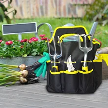 Ensemble d'outils à main de jardin, gants de jardinage, fourchette à pelle, bouteille de pulvérisation avec sac de rangement, 9 pièces/ensemble