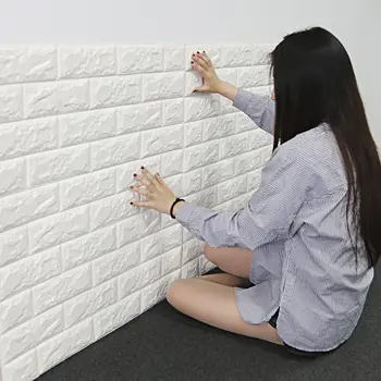 

Modern PVC Brick Wallpaper Waterproof 3d Stereoscopic Bump White Bricks Living Room Corridor Background Wall Sticker Easy clean