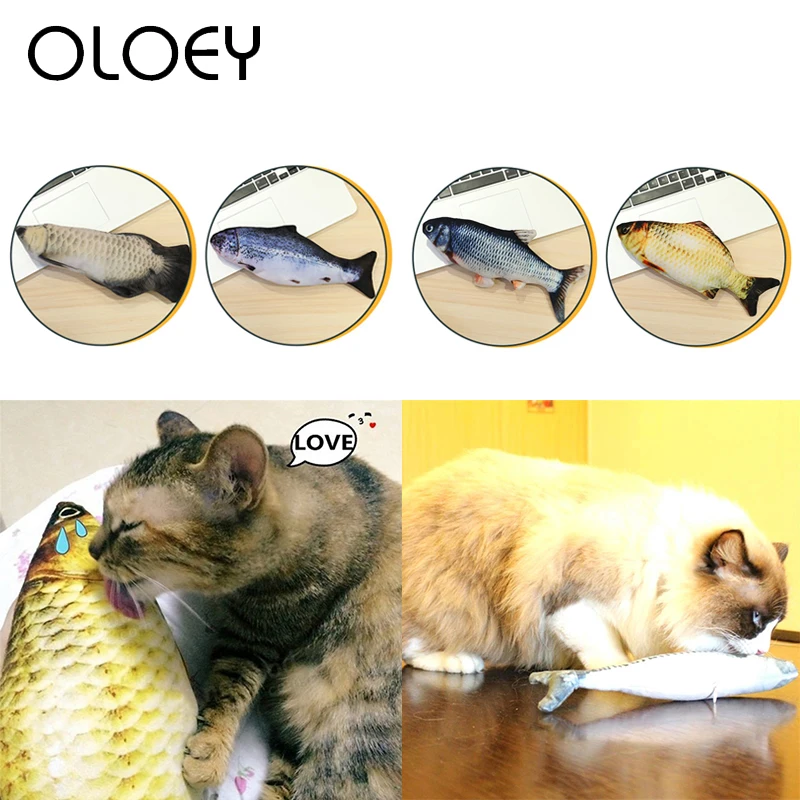 

Electric Pet Soft Plush 3D Carp Fish Shape Cat Toy Stuffed Pillow Doll Simulation Jumping Fish Playing Toy For Pet Cat Kitten Pr