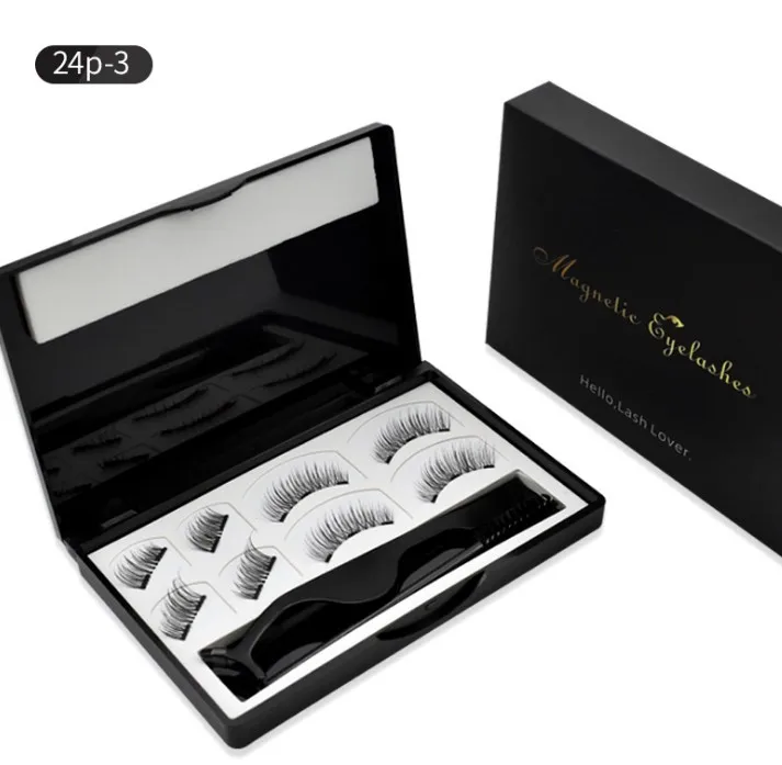 

4pairs/Set Magnetic Eyelashs set Natural False lashs Tweezer Waterproof Long Lasting Mink Eyelash Extension faux cils ePacket