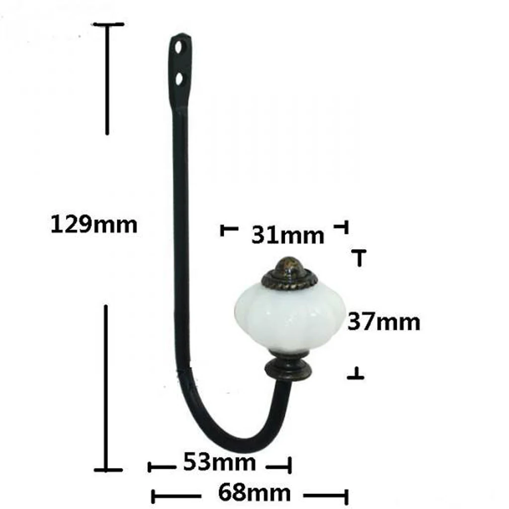 European Style Iron Coat Hooks For Hanging Hat Towel Sundry Bag, 5.08''x2.68''x2.09'', Black&White