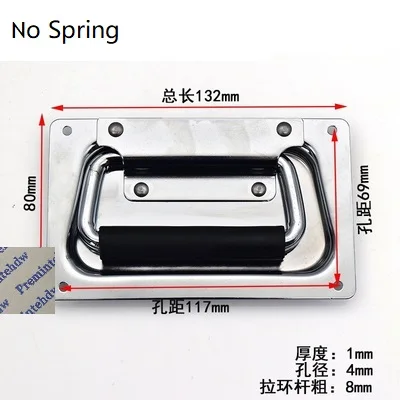 2 шт./партия хромированный стальной дорожный полёт аудио ящик для инструментов пружинная Тяговая ручка встраиваемый монтаж для лица - Цвет: 132mm no spring