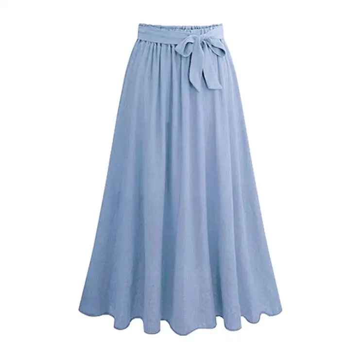 Летняя женская одежда больших размеров, повседневные свободные тканые хлопковые плиссированные юбки с эластичной резинкой на талии X019