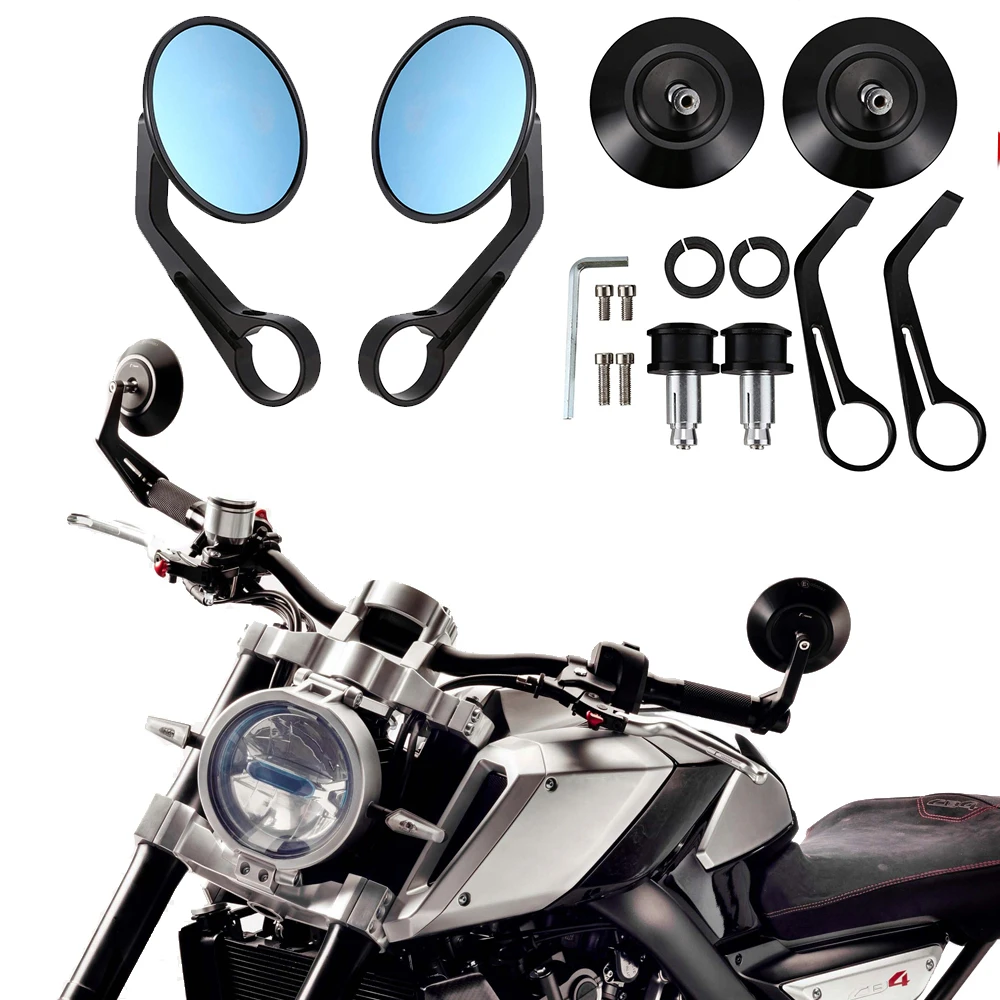1 par 7//8barra de manillar redonda Espejos retrovisores de aleaci/ón de aluminio Moto motocicleta Sidemirror Universal Espejos retrovisores de motocicleta Azul