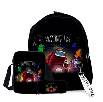 

2020 Hot Sale Among Us backpack Bag toys Shoulder bag Pencil Case 3D Cartoon 3-piece set Shoulder backpack men women