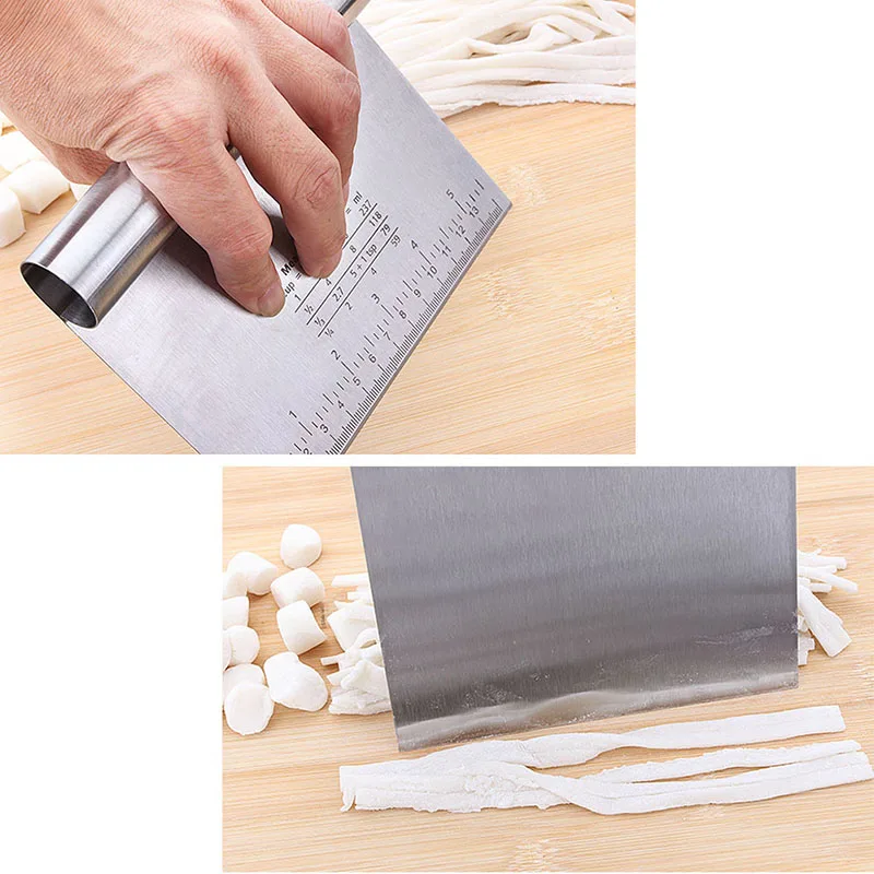  Durable Stainless Steel Pizza Dough Scraper Cutter Fondant Cake Baking Pastry Spatulas Cutters