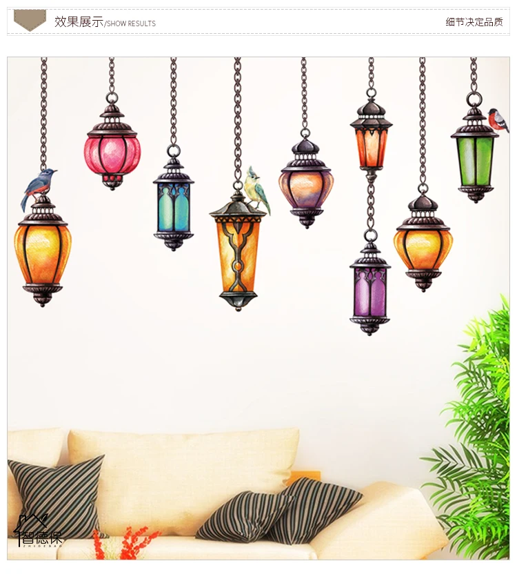 1PC Large Exotic Chandeliers Removable Wall Sticker PVC For Living Room Background Room Decoration Stickers Muraux 60*90CM