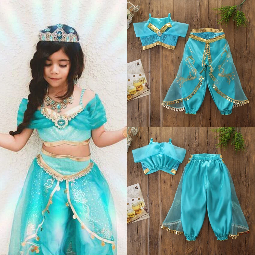 Pudcoco Алладин Принцесса Жасмин, маскарадный костюм, красивое платье для девочек, нарядный костюм на Хэллоуин, одежда для девочек