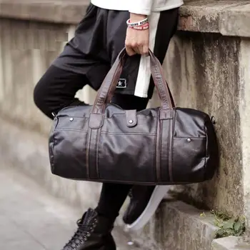 

Men Large Capacity Luggage Leather Travel Shoulder Bag Duffle Gym Bags Tote Bag 2020 Hot Fashion Casual Personality