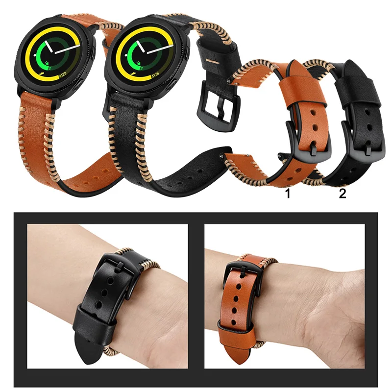 

20mm 22mm Luxury Durable Leather Band Strap For Samsung Gear Sport S4 for Samsung Active 2 /Watch3 41mm Strap Watch Accessories