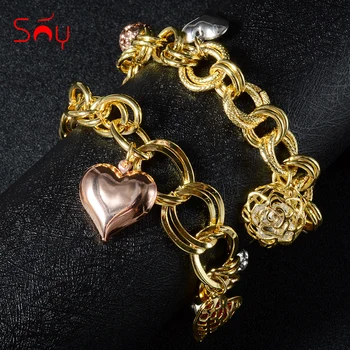 

Sunny Jewelry Fashion Jewelry Charm Bracelets For Women Hand Chains Link Chain High Quality Heart Flower For Party Wedding Gift