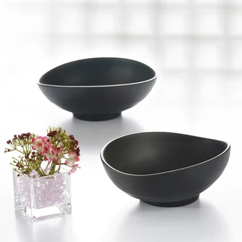 

Black Frost Oval Ramen Bowls Melamine Dinnerware for Restaurant Wholesale Kitchen Tableware