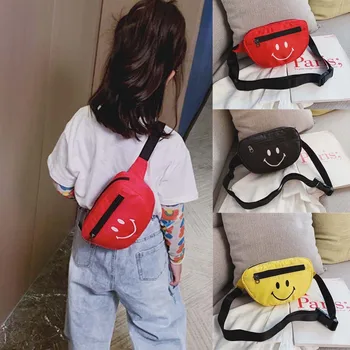 

Children Girls Smile Face Shoulder Messenger Chest Bag Light Pockets Waist Bags Fanny Pack Belt поясная сумка сумка на пояс